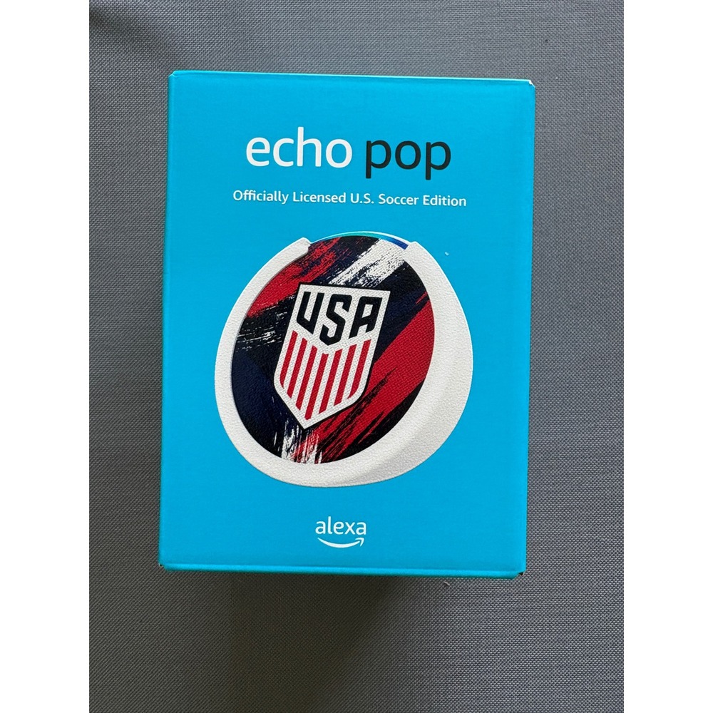 Amazon Echo Pop Smart Speaker Officially Licensed US Soccer Edition White Alexa